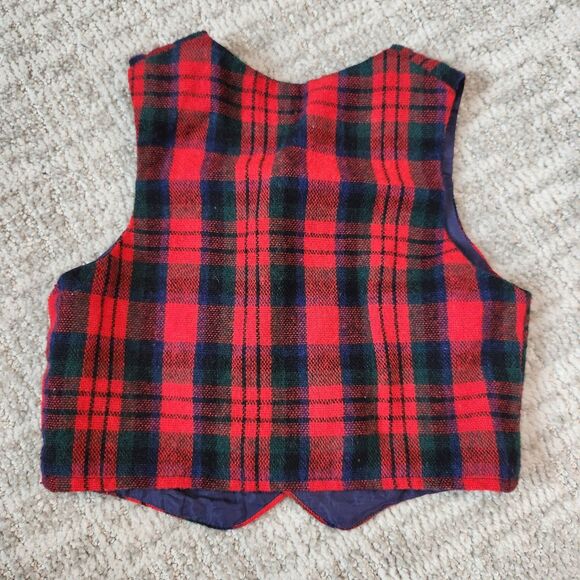 R‐Gee Vintage Christmas Holiday 2 button plaid vest red size 4 boys - Picture 7 of 7